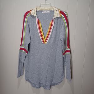 Free People WE THE FREE Gray Feeling Magical Swift Tunic Long Sleeve Boho